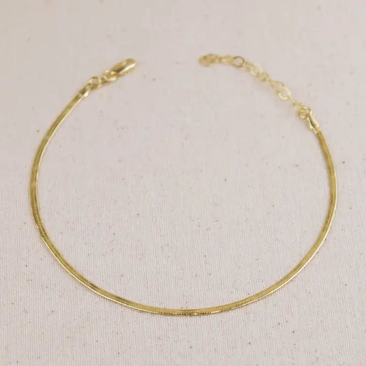 18k Gold Filled Herringbone Anklet