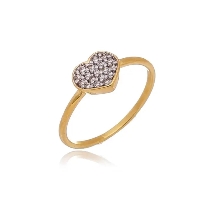 18k Gold Filled Dainty Cz Heart Ring