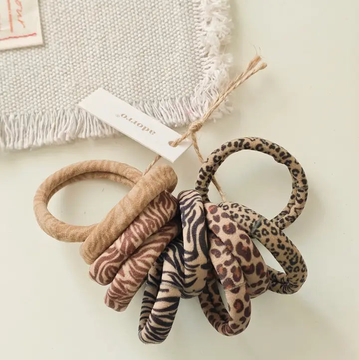 Animal Print Skinny Seamless Hair Ties
