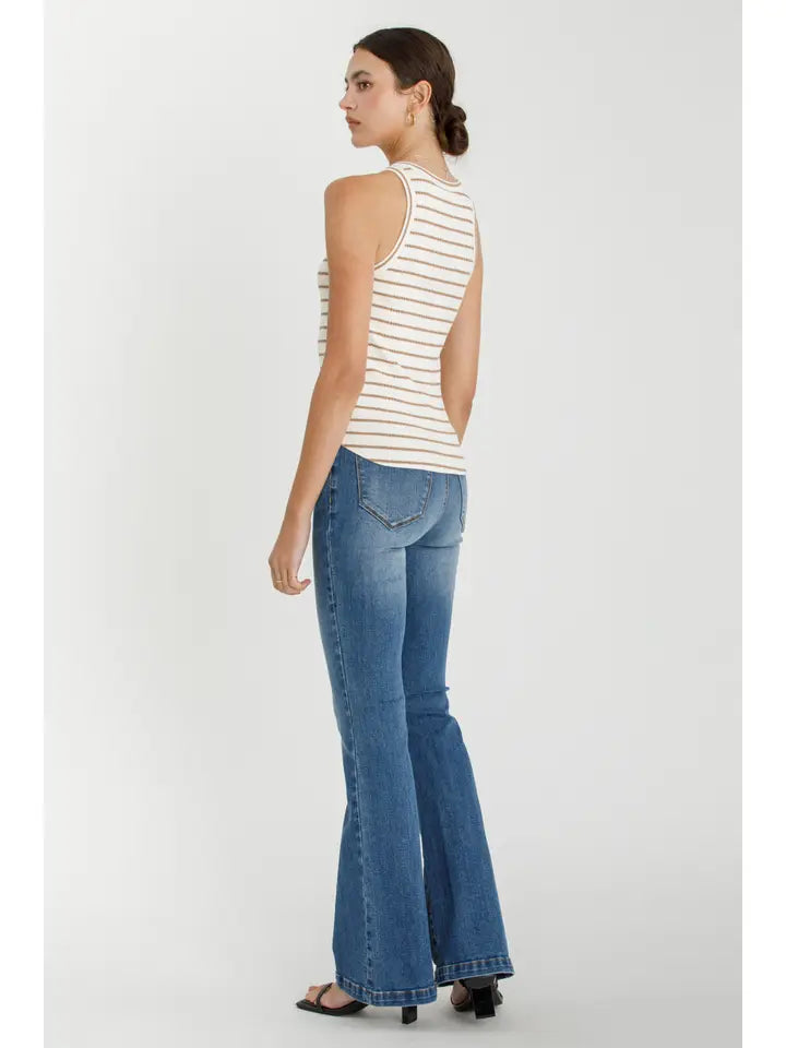 Striped Ribbed Tank Top | Mocha