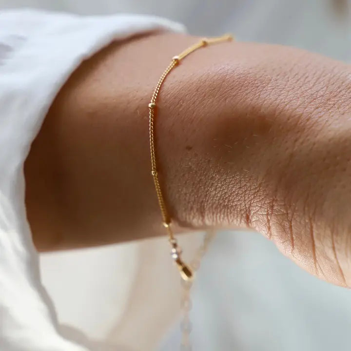 14k Delicate Ball Chain Bracelet | Gold