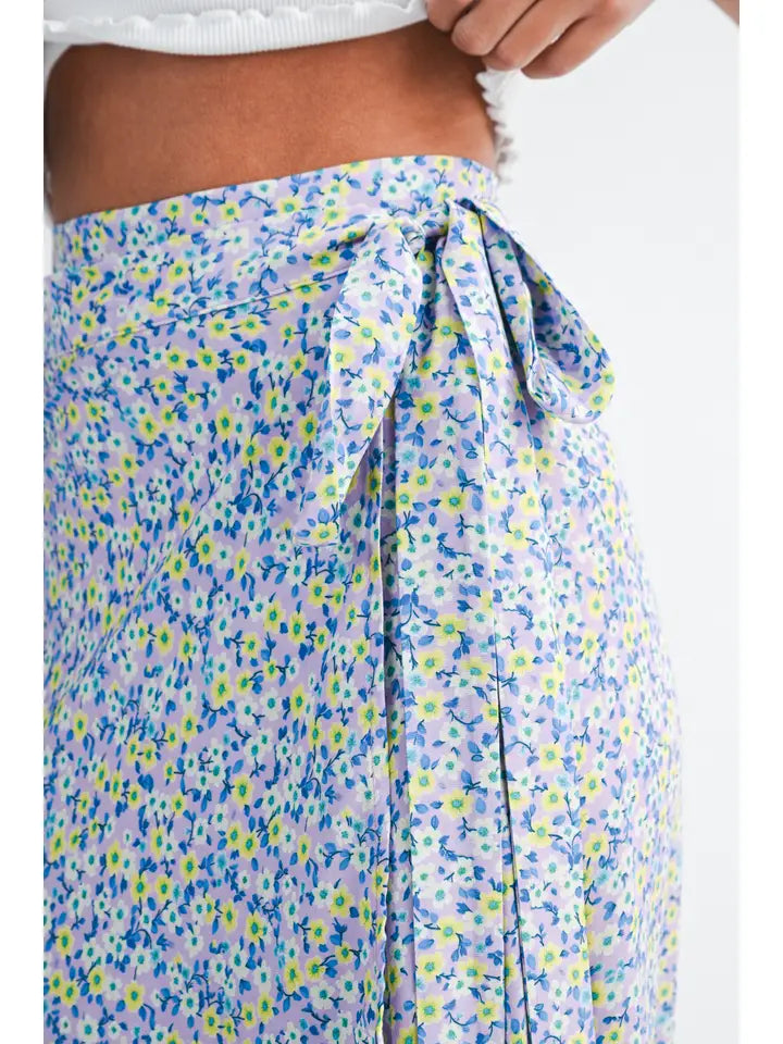 Berti Floral Wrap Skirt | Lilac