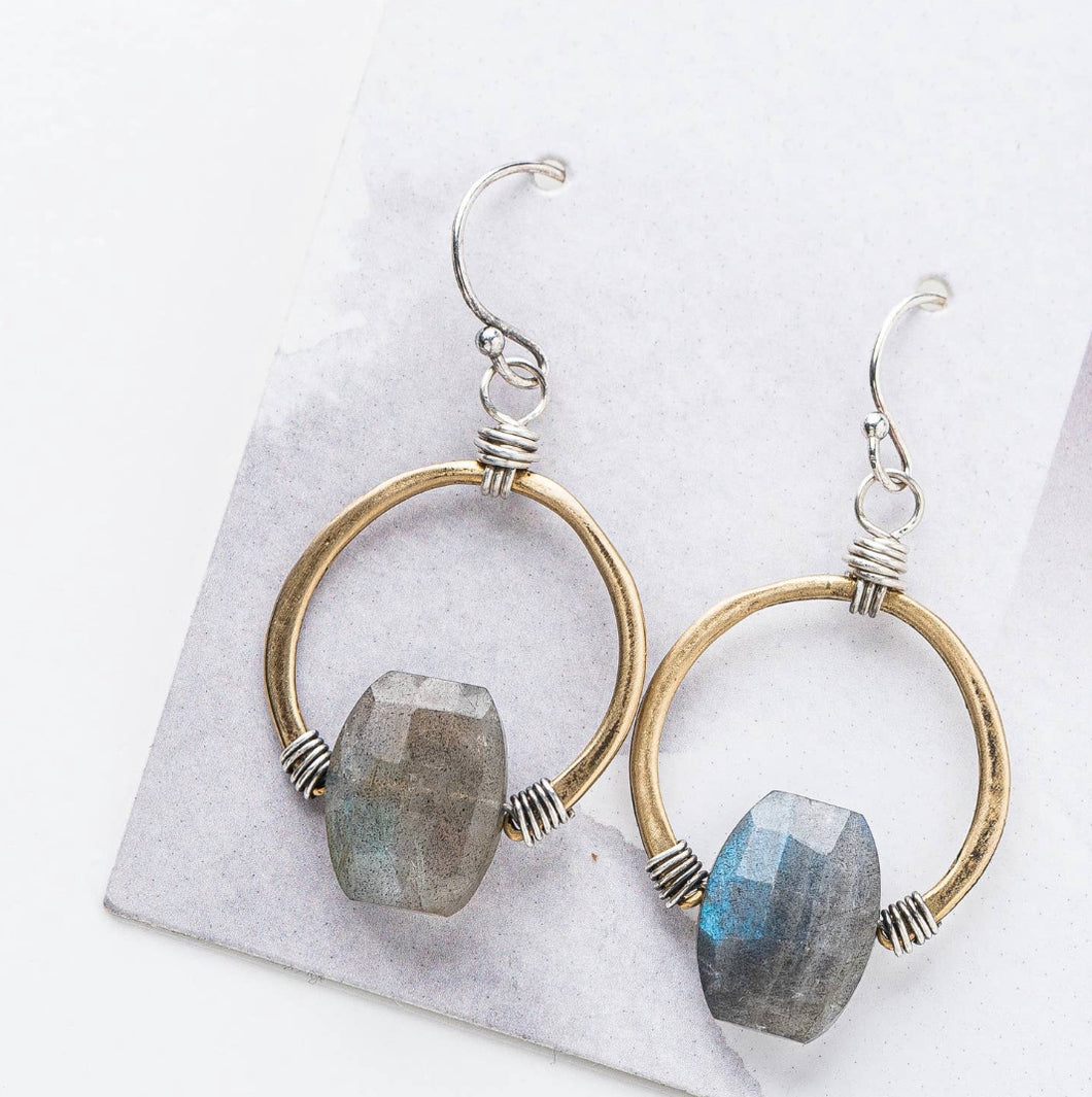 Original Hardware Labradorite Horseshoe Earrings