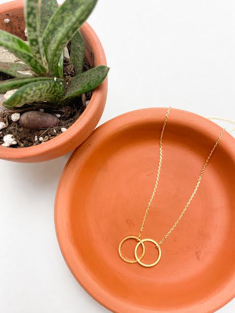 Double Cirlce Necklace|Gold